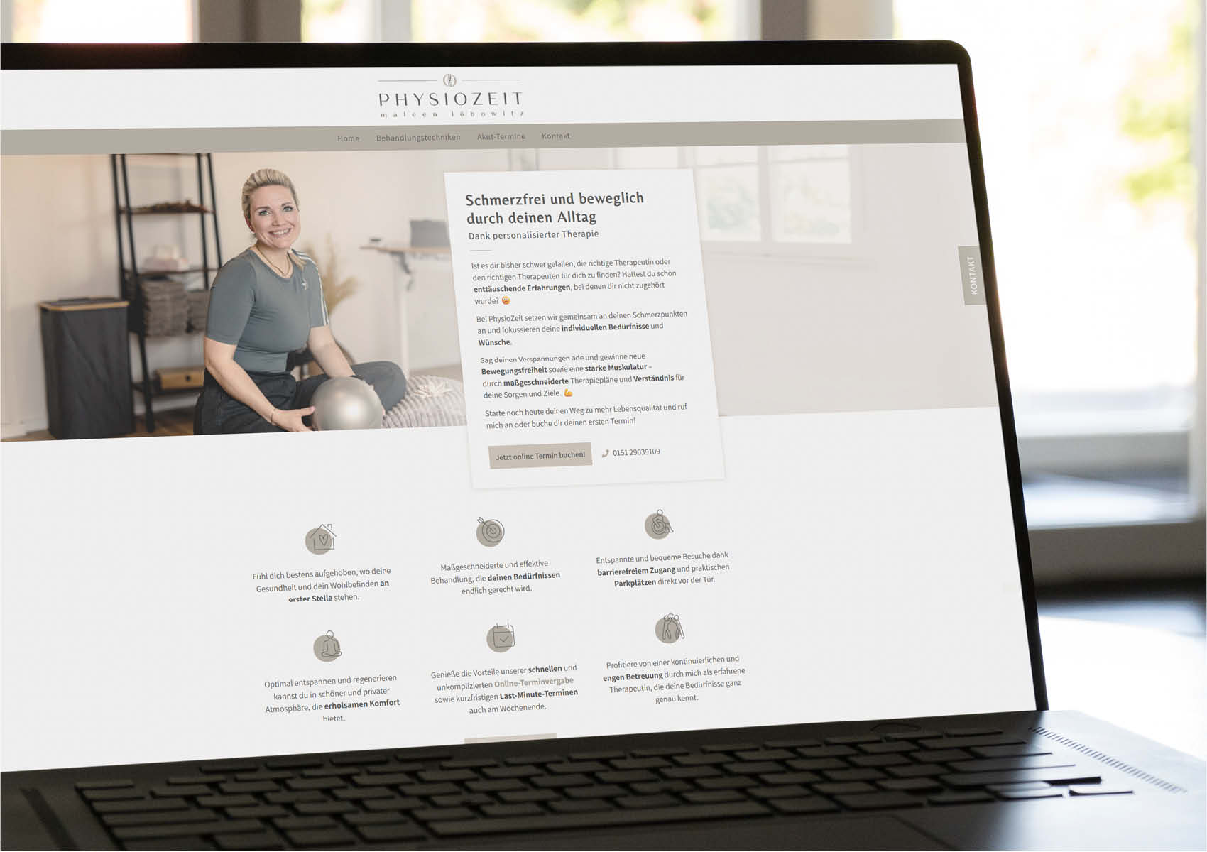 Modernes Webdesign für Physiozeit Lübbecke, entwickelt von K13 Marketing
